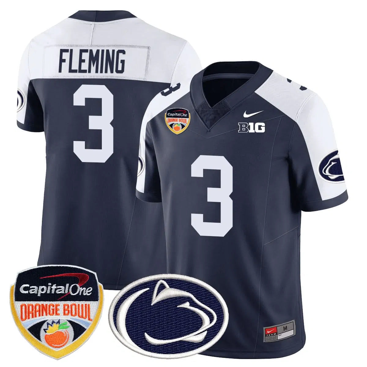 Personalized PSU 2026 Orange Bowl Jersey - Navy Alternate / Julian Fleming Stitched