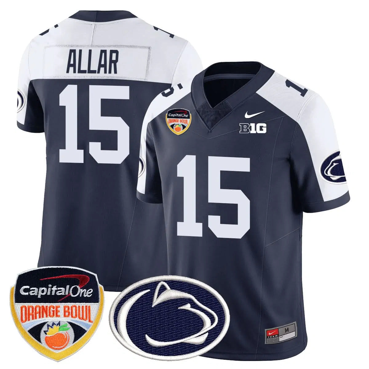 Personalized PSU 2026 Orange Bowl Jersey - Navy Alternate / Drew Allar Stitched
