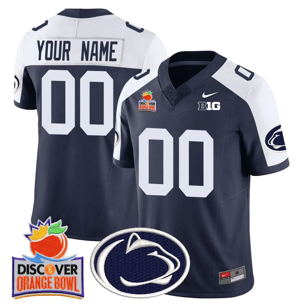 Personalized Custom Gender/Name PSU 2026 Orange Bowl Jersey N1 - Navy Alternate Stitched