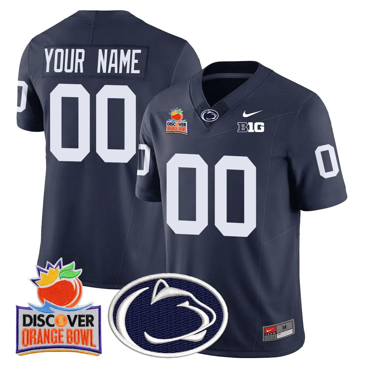 Personalized Custom Gender/Name PSU 2026 Orange Bowl Jersey N1 - Navy Stitched