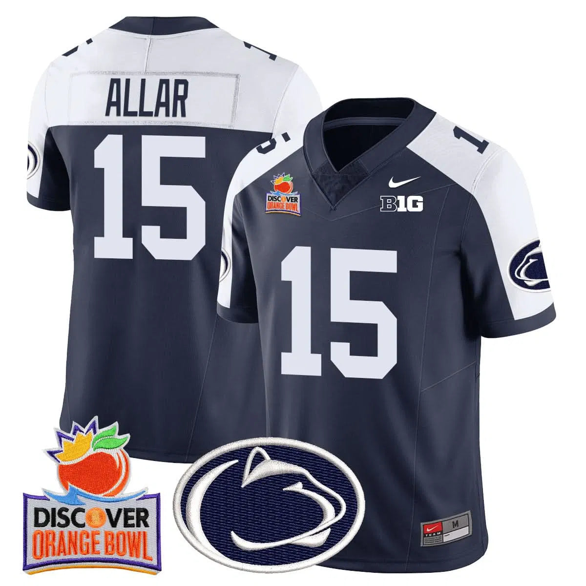 Personalized PSU 2026 Orange Bowl Jersey N1 - Navy Alternate / Drew Allar Stitched