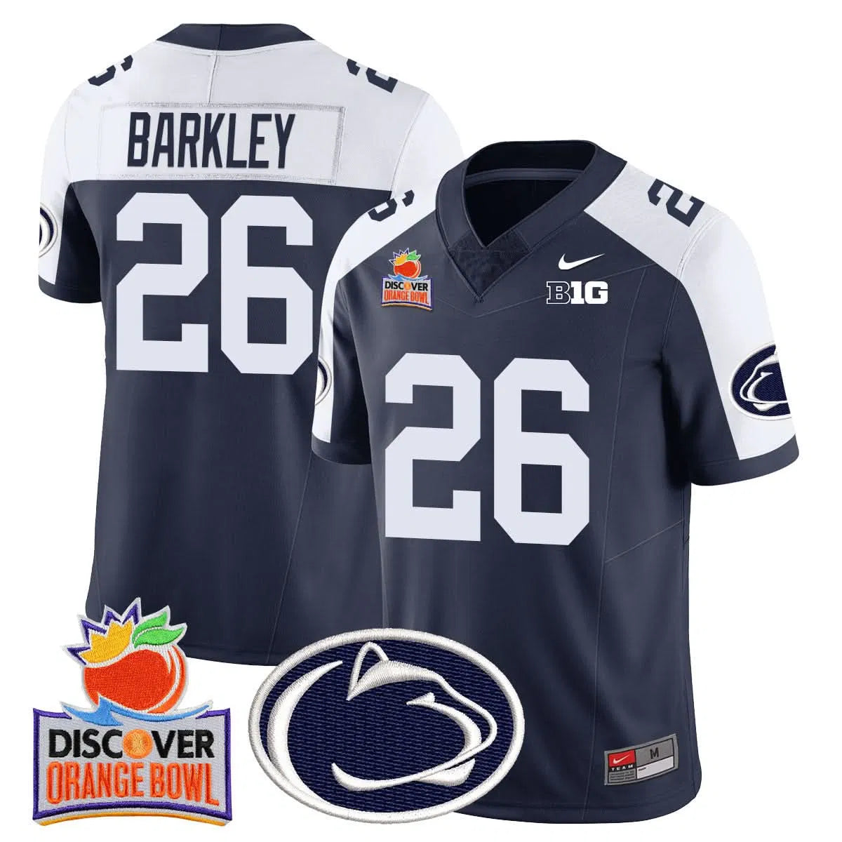 Personalized PSU 2026 Orange Bowl Jersey N1 - Navy Alternate / Saquon Barkley Stitched