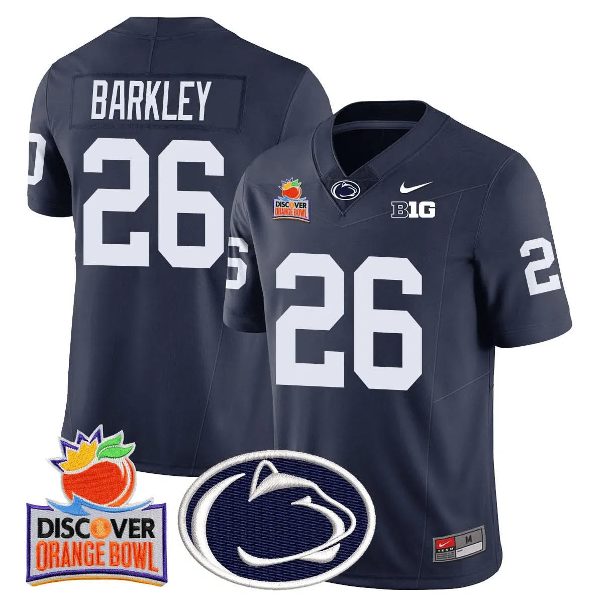 Personalized PSU 2026 Orange Bowl Jersey N1 - Navy / Saquon Barkley Stitched