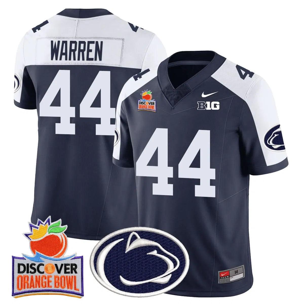 Personalized PSU 2026 Orange Bowl Jersey N1 - Navy Alternate / Tyler Warren Stitched