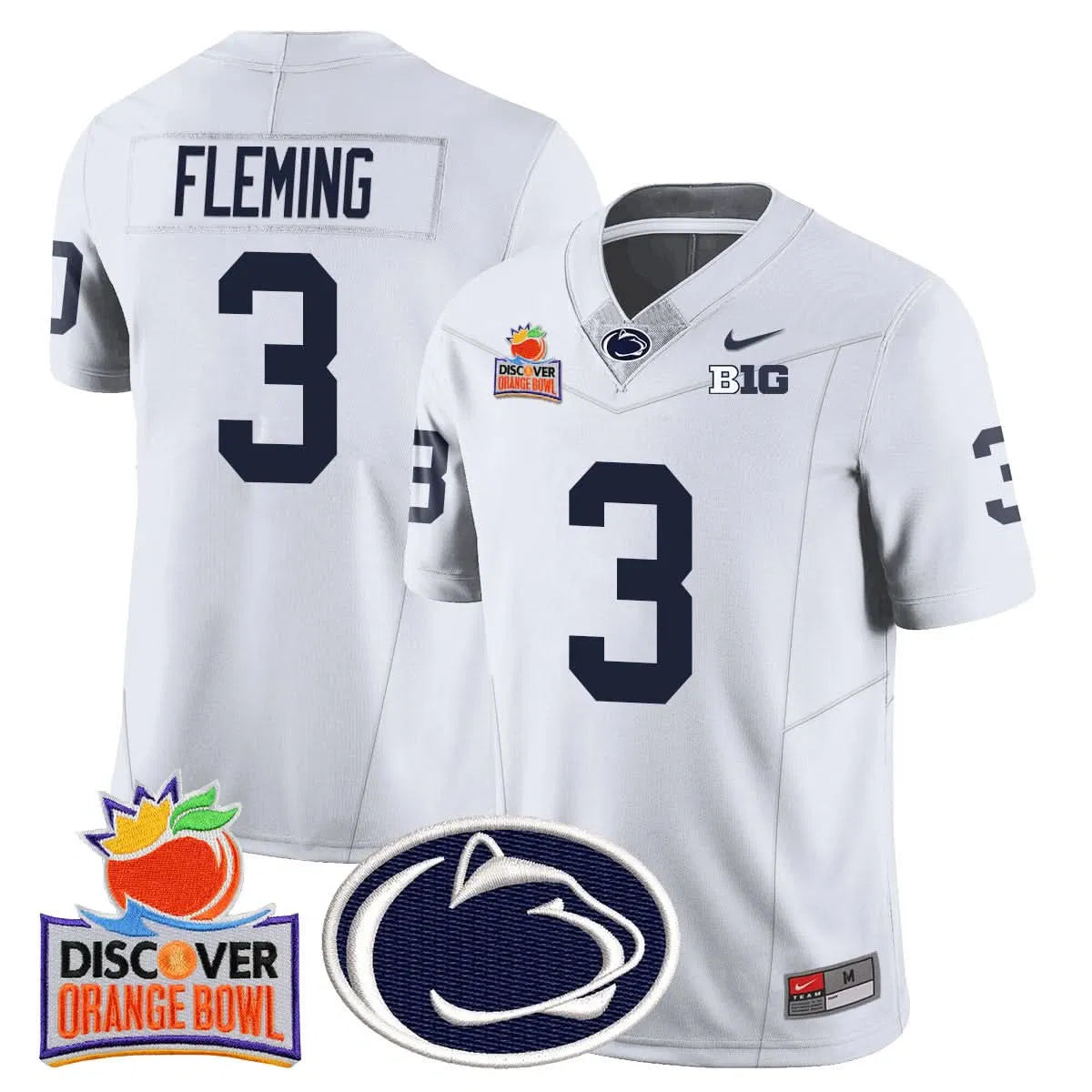 Personalized PSU 2026 Orange Bowl Jersey N1 - White / Julian Fleming Stitched