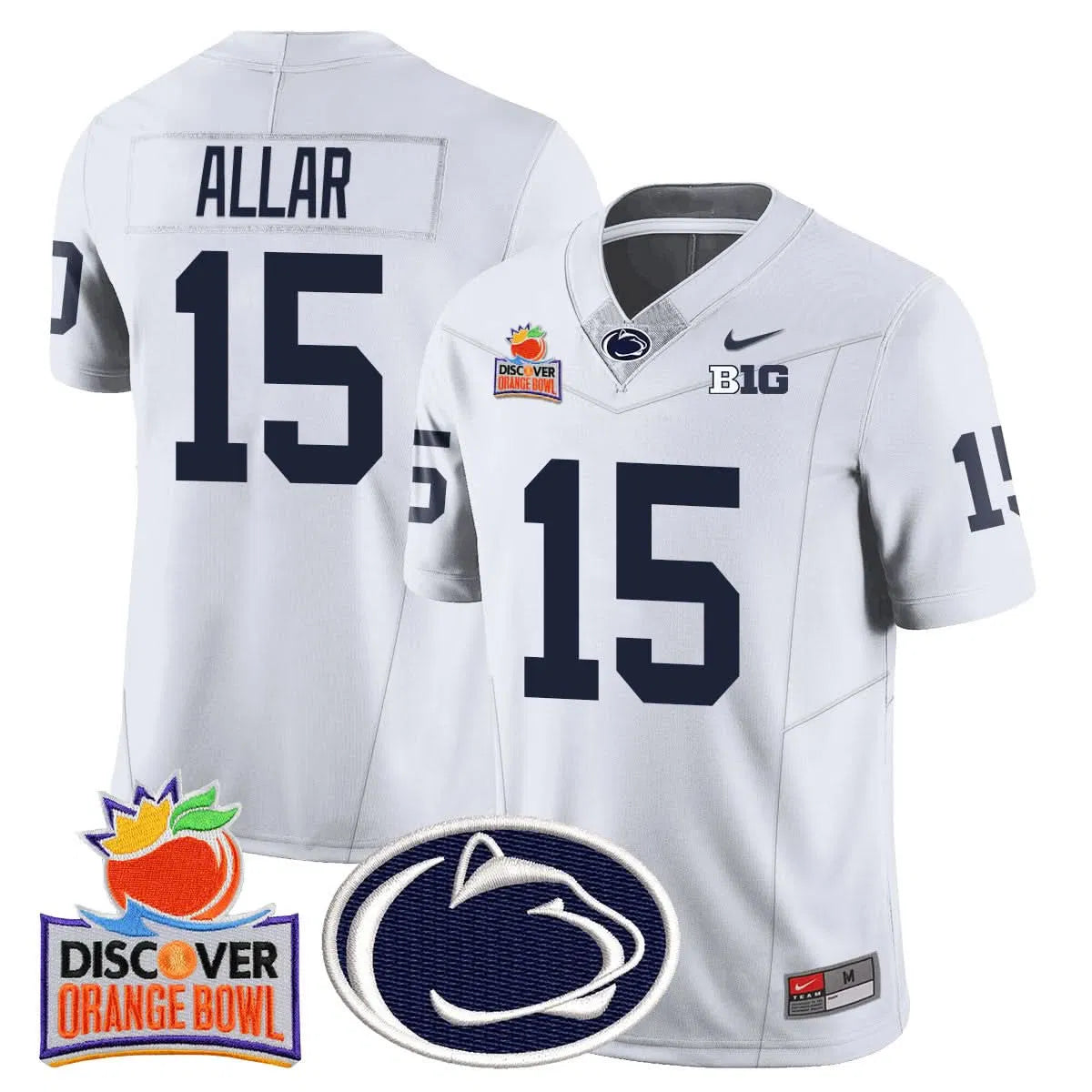 Personalized PSU 2026 Orange Bowl Jersey N1 - White / Drew Allar Stitched