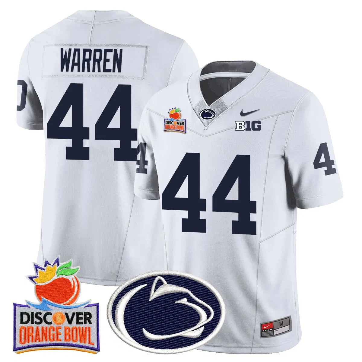 Personalized PSU 2026 Orange Bowl Jersey N1 - White / Tyler Warren Stitched