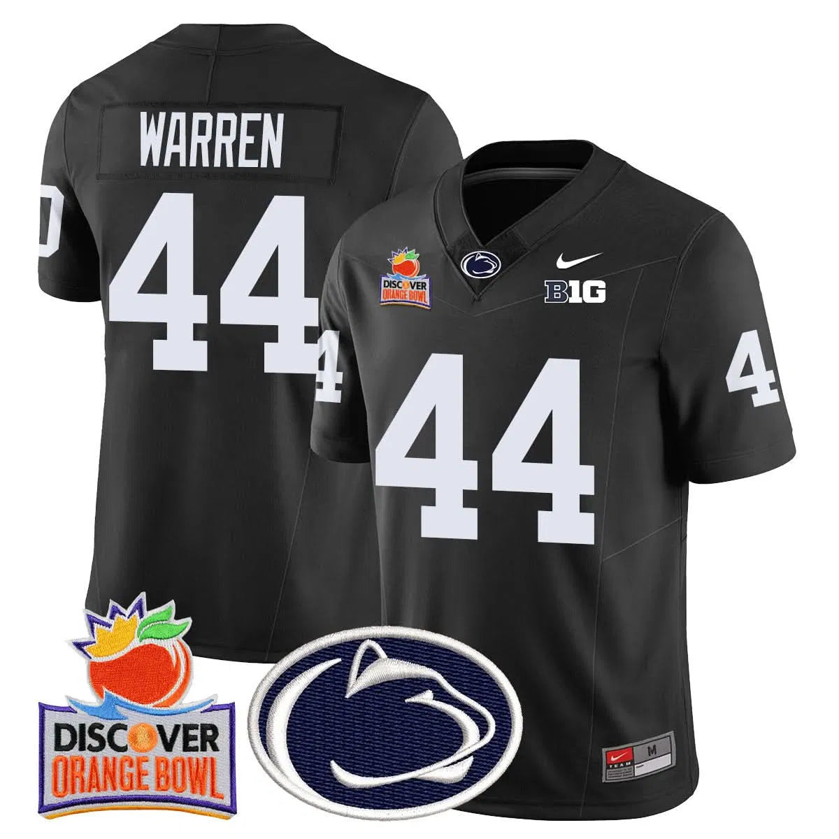 Personalized PSU 2026 Orange Bowl Jersey N1 - Black / Tyler Warren Stitched