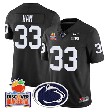 Personalized PSU 2026 Orange Bowl Jersey N1 - Black / Jack Ham Stitched