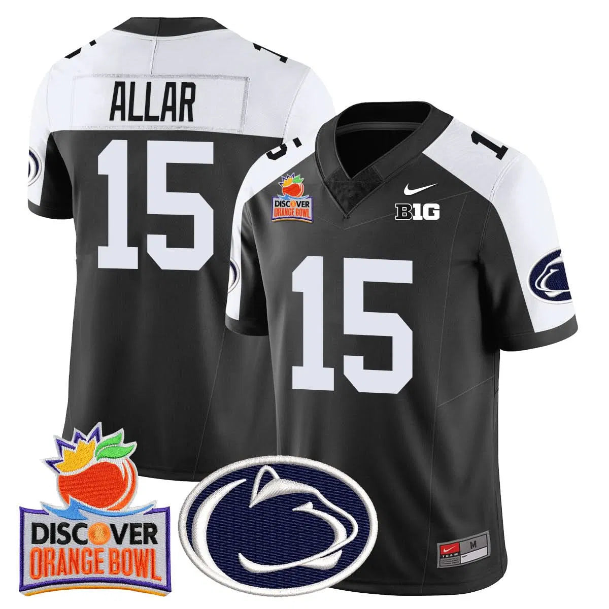 Personalized PSU 2026 Orange Bowl Jersey N1 - Black Alternate / Drew Allar Stitched