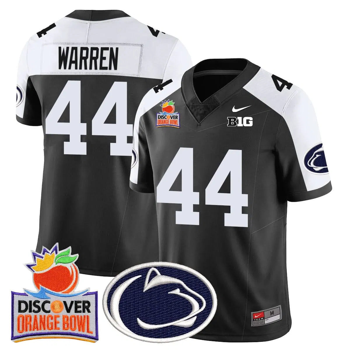 Personalized PSU 2026 Orange Bowl Jersey N1 - Black Alternate / Tyler Warren Stitched
