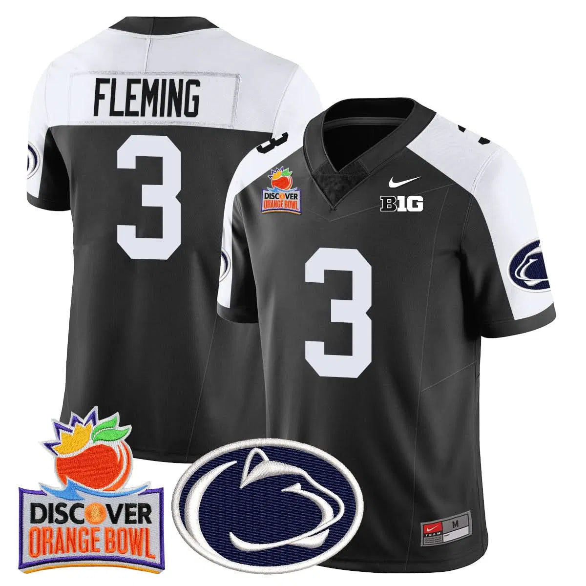 Personalized PSU 2026 Orange Bowl Jersey N1 - Black Alternate / Julian Fleming Stitched
