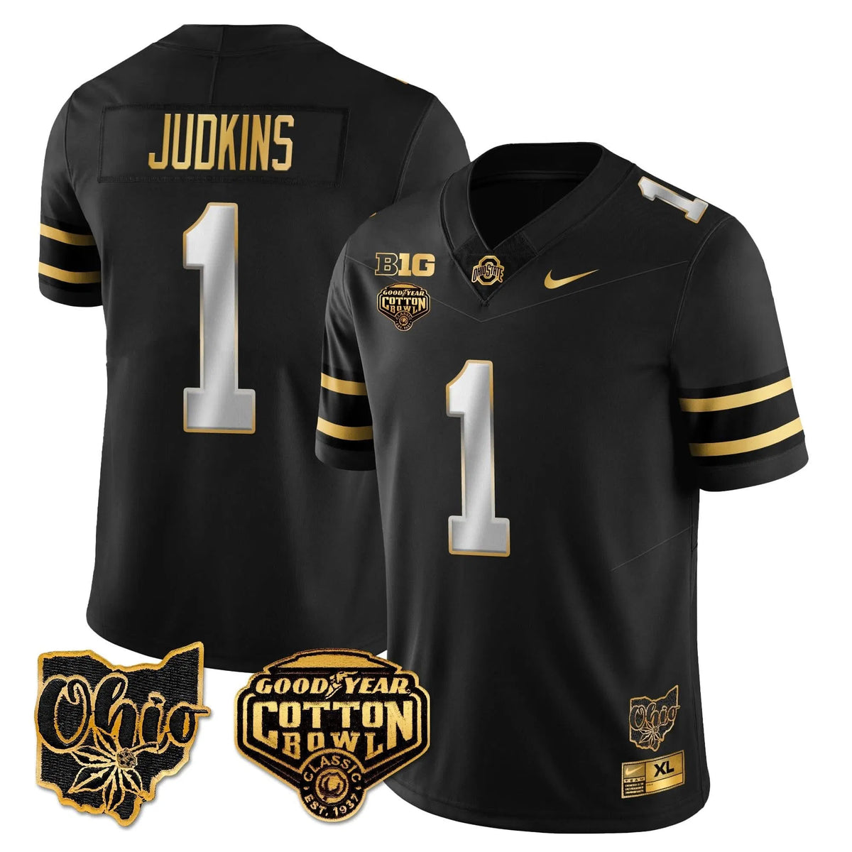 Personalized OSB 2026 Cotton Bowl Classic Jersey Gold - Black Gold / Quinshon Judkins Stitched