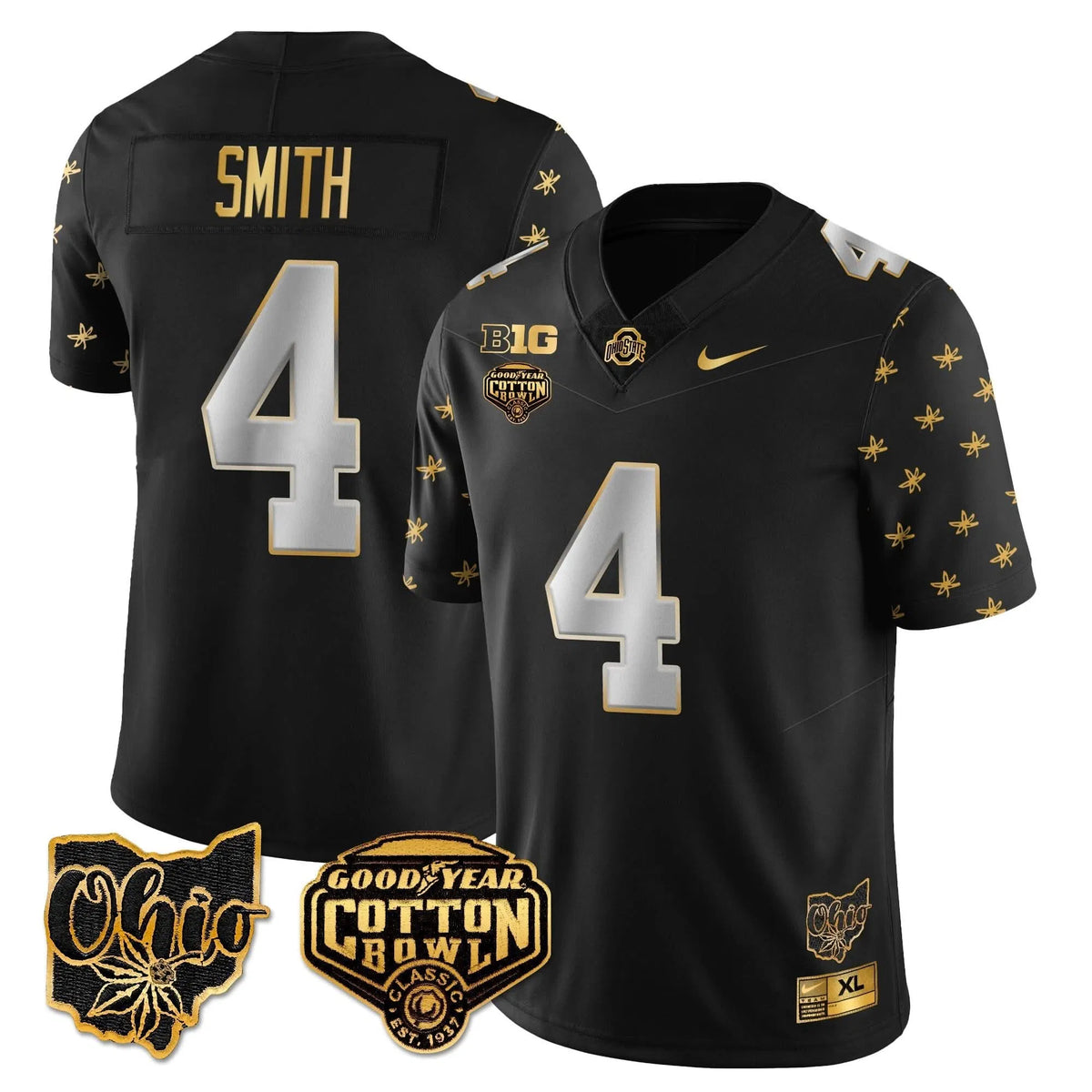 Personalized OSB 2026 Cotton Bowl Classic Jersey Gold - Black Limited / Jeremiah Smith Stitched