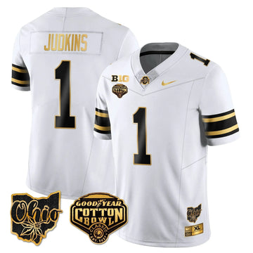 Personalized OSB 2026 Cotton Bowl Classic Jersey Gold - White Gold / Quinshon Judkins Stitched