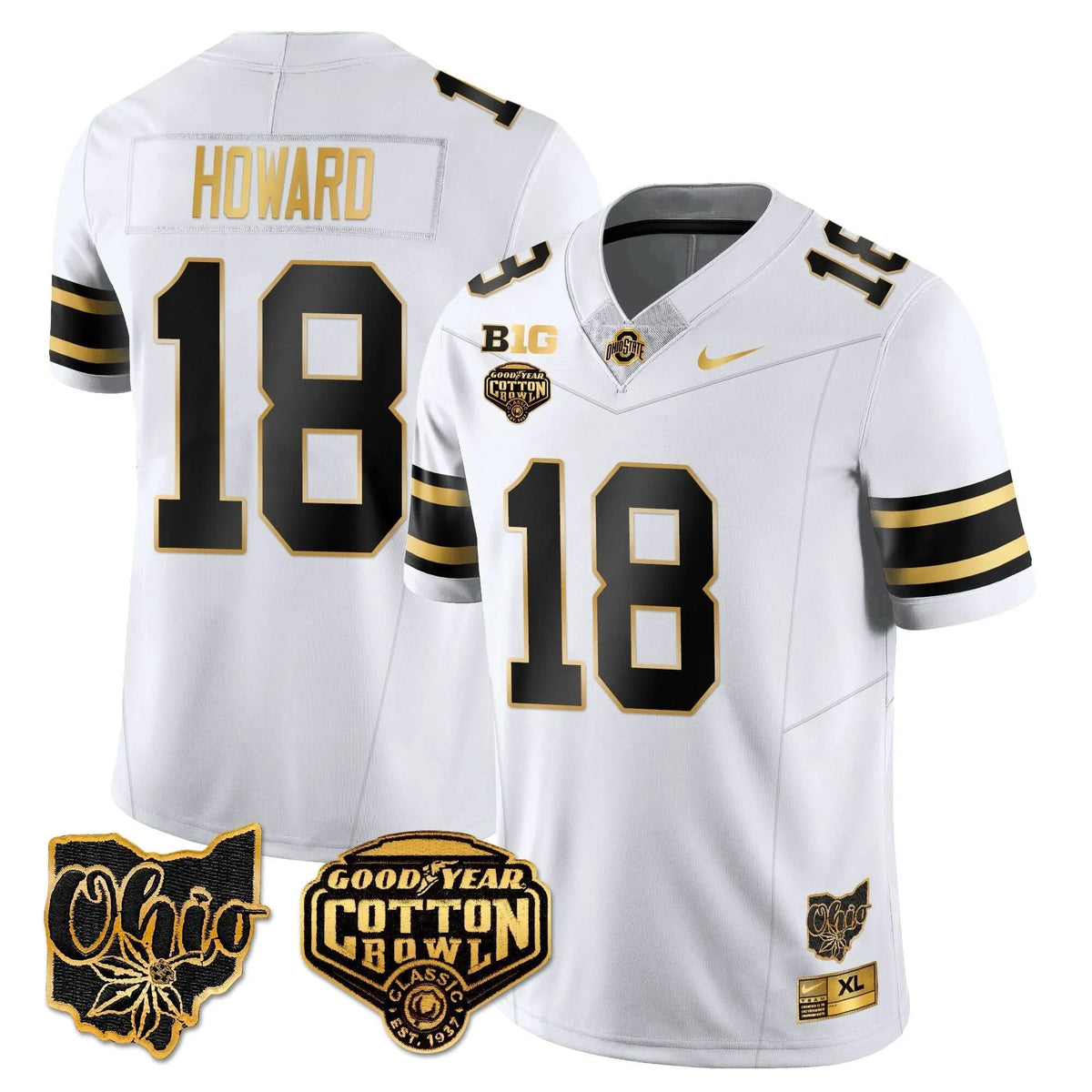 Personalized OSB 2026 Cotton Bowl Classic Jersey Gold - White Gold / Will Howard Stitched