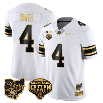 Personalized OSB 2026 Cotton Bowl Classic Jersey Gold - White Gold / Jeremiah Smith Stitched