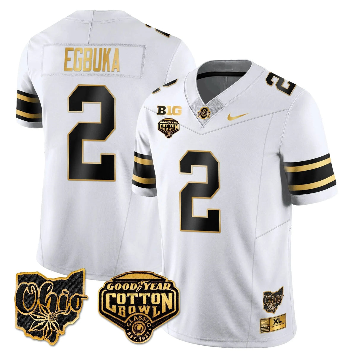 Personalized OSB 2026 Cotton Bowl Classic Jersey Gold - White Gold / Emeka Egbuka Stitched