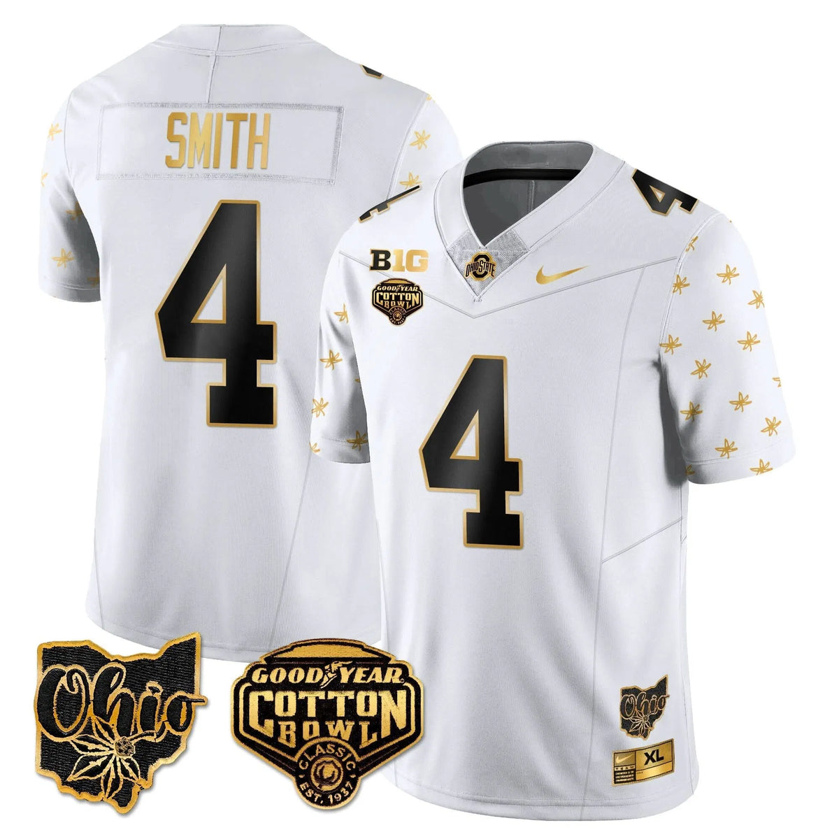 Personalized OSB 2026 Cotton Bowl Classic Jersey Gold - White Limited / Jeremiah Smith Stitched