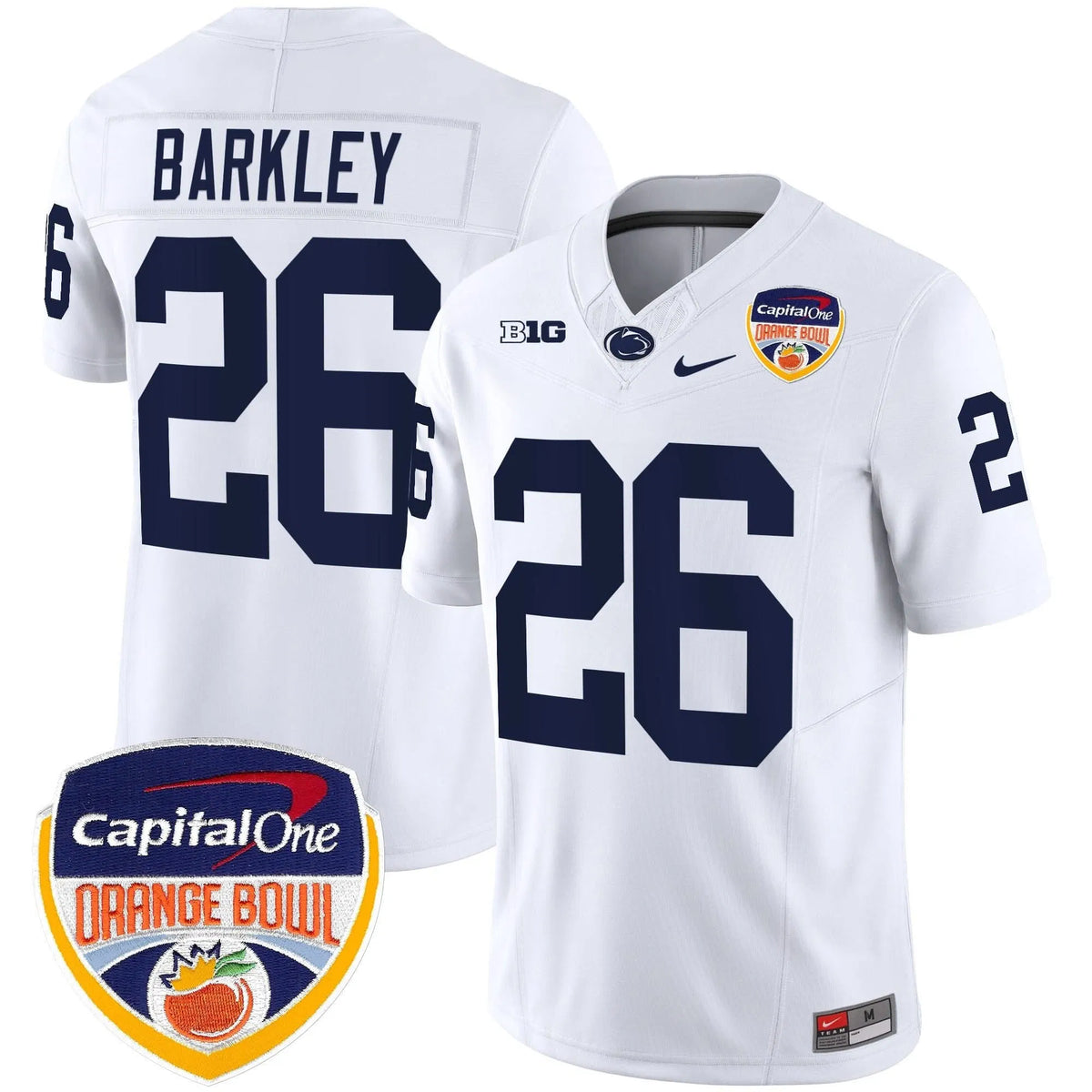Personalized PSU Orange Bowl Patch Vapor Limited Jersey - White / Saquon Barkley Stitched