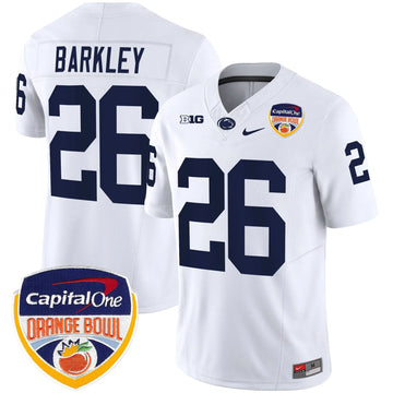 Personalized PSU Orange Bowl Patch Vapor Limited Jersey - White / Saquon Barkley Stitched