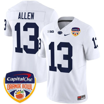 Personalized PSU Orange Bowl Patch Vapor Limited Jersey - White / Kaytron Allen Stitched