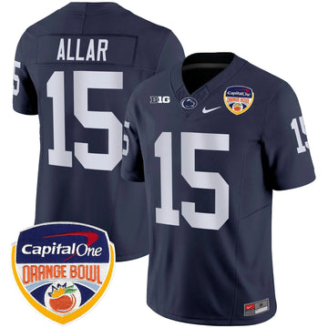 Personalized PSU Orange Bowl Patch Vapor Limited Jersey - Navy / Drew Allar Stitched