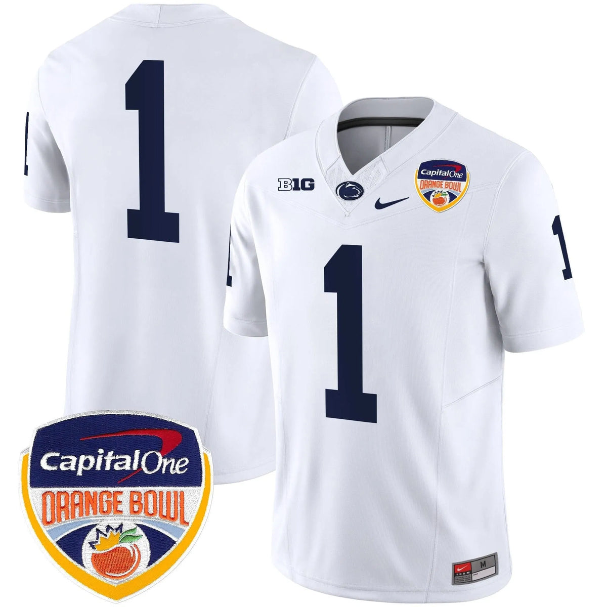 Personalized PSU Orange Bowl Patch Vapor Limited Jersey - White / #1 Team Stitched