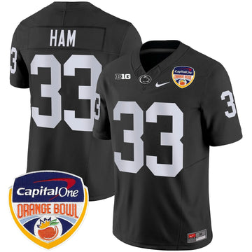 Personalized PSU Orange Bowl Patch Vapor Limited Jersey - Black / Jack Ham Stitched