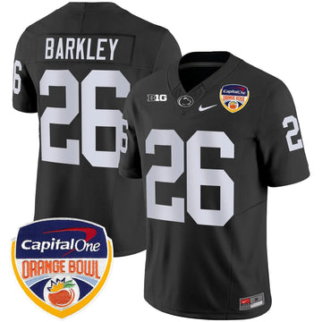 Personalized PSU Orange Bowl Patch Vapor Limited Jersey - Black / Saquon Barkley Stitched