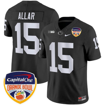 Personalized PSU Orange Bowl Patch Vapor Limited Jersey - Black / Drew Allar Stitched