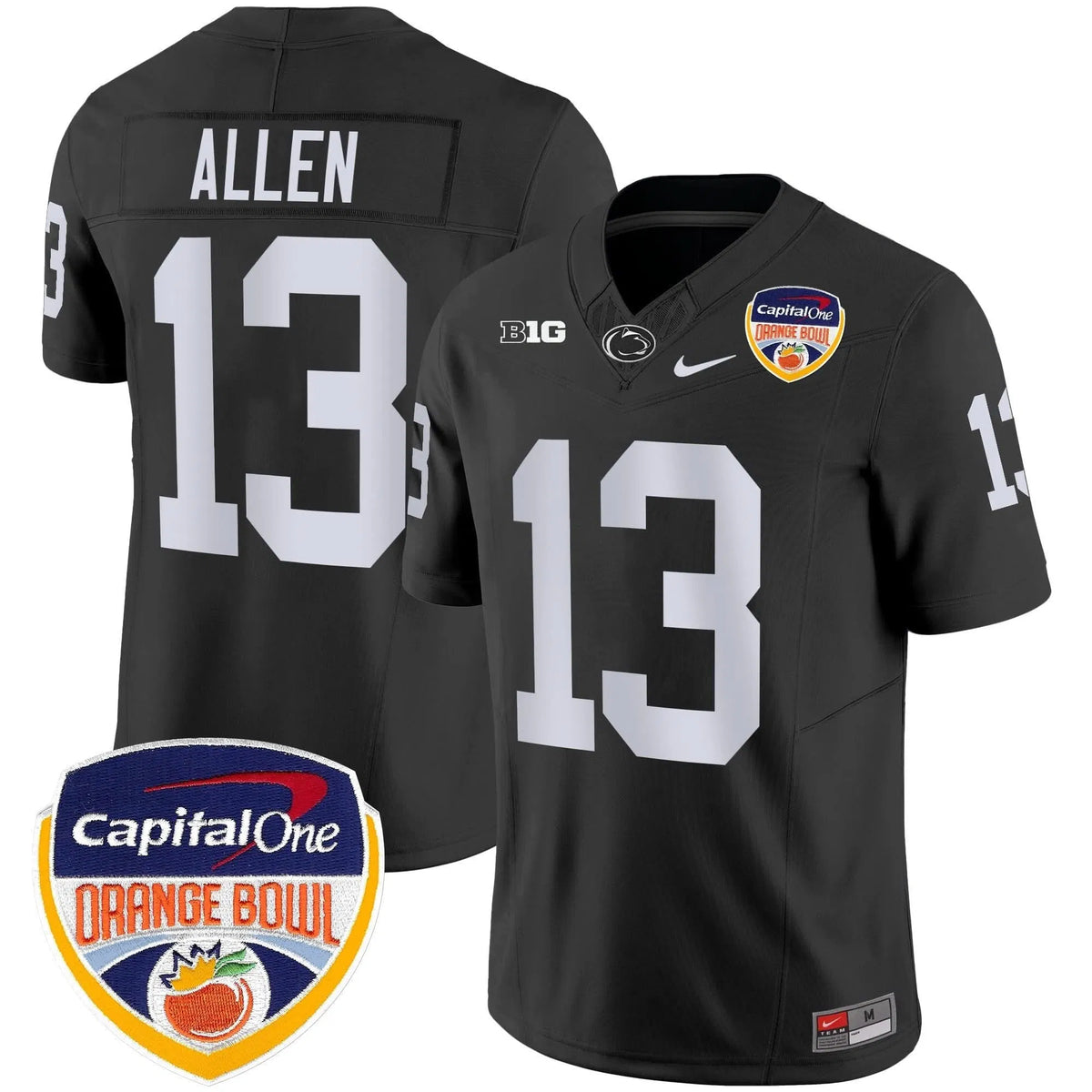 Personalized PSU Orange Bowl Patch Vapor Limited Jersey - Black / Kaytron Allen Stitched