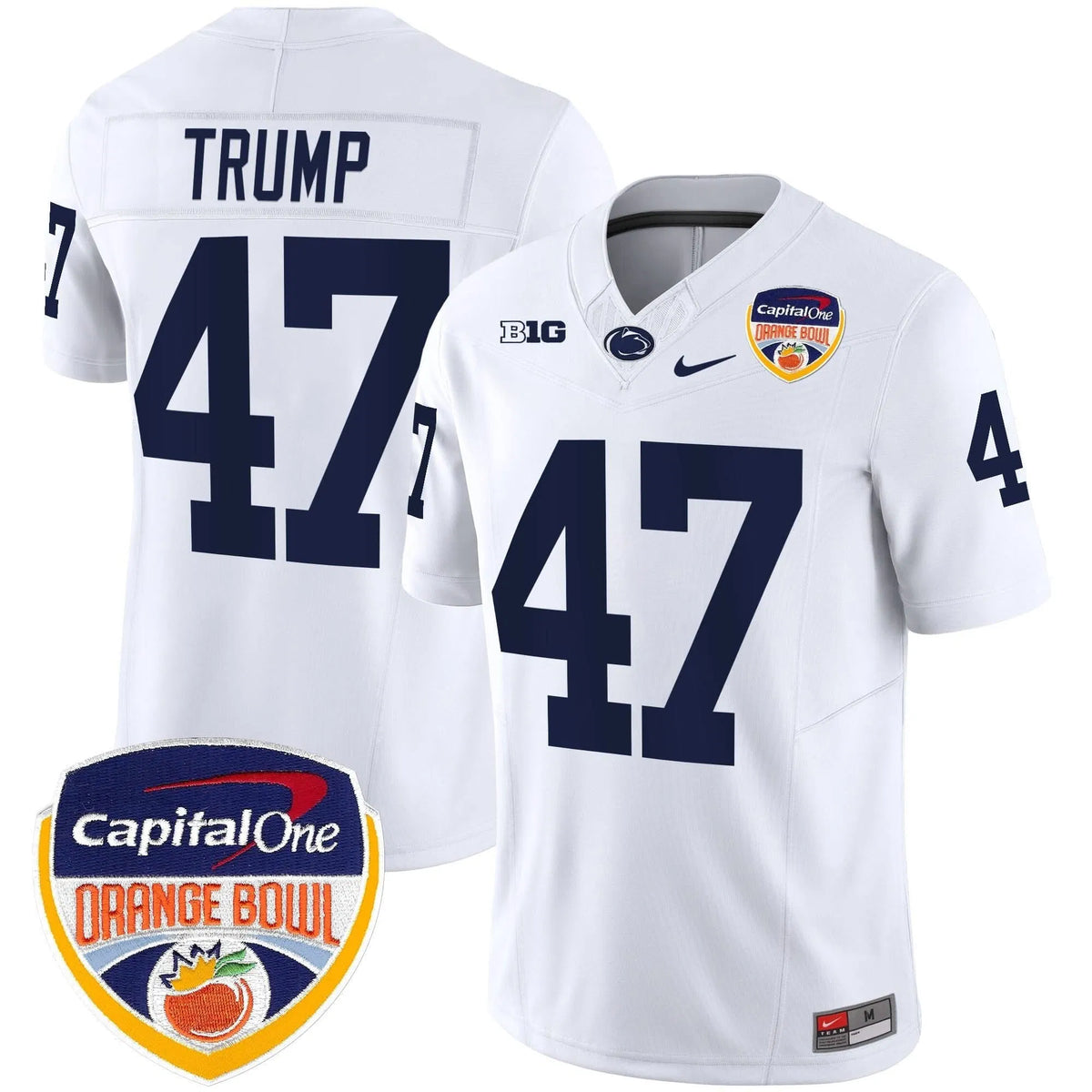 Personalized PSU Orange Bowl Patch Vapor Limited Jersey - White / Trump Stitched