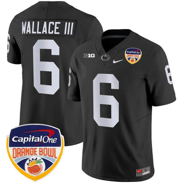 Personalized PSU Orange Bowl Patch Vapor Limited Jersey - Black / Harrison Wallace III Stitched