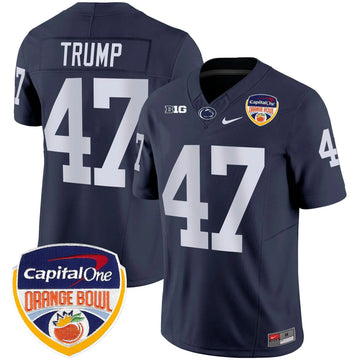 Personalized PSU Orange Bowl Patch Vapor Limited Jersey - Navy / Trump Stitched