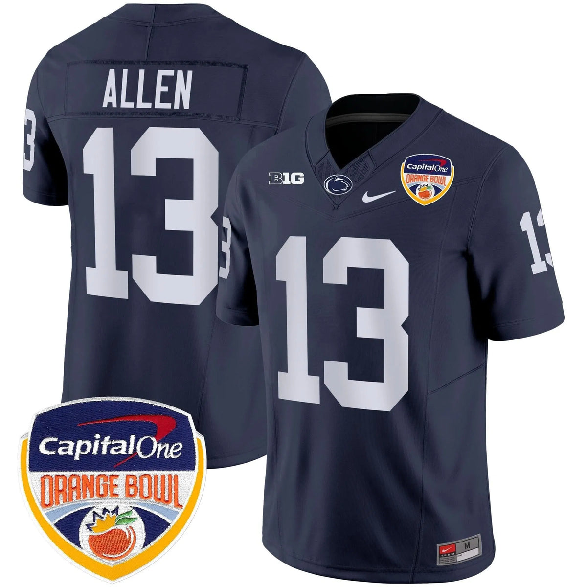 Personalized PSU Orange Bowl Patch Vapor Limited Jersey - Navy / Kaytron Allen Stitched