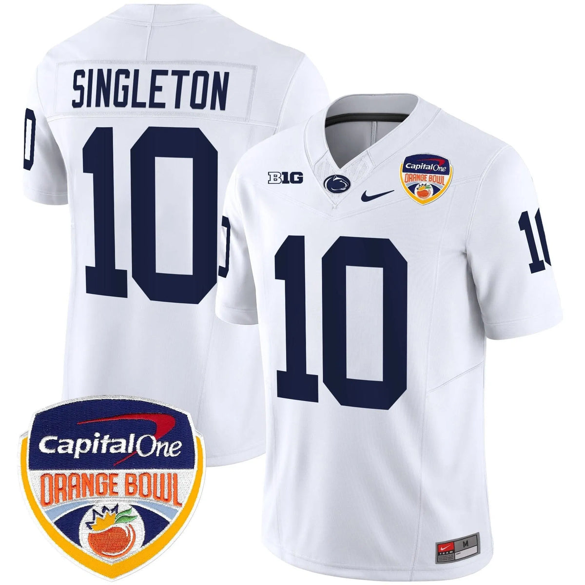 Personalized PSU Orange Bowl Patch Vapor Limited Jersey - White / Nicholas Singleton Stitched