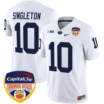 Personalized PSU Orange Bowl Patch Vapor Limited Jersey - White / Nicholas Singleton Stitched