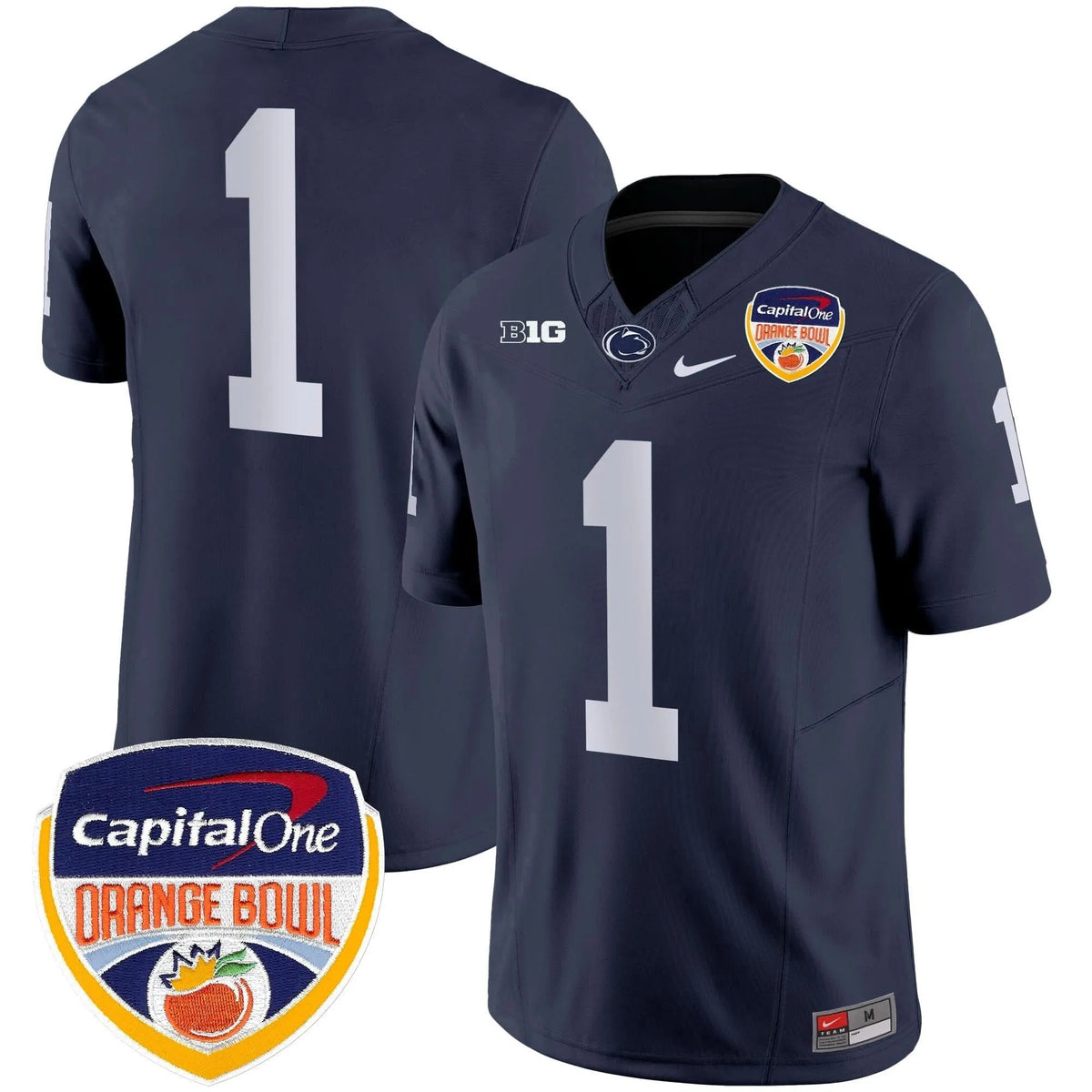 Personalized PSU Orange Bowl Patch Vapor Limited Jersey - Navy / #1 Team Stitched