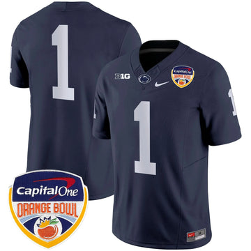 Personalized PSU Orange Bowl Patch Vapor Limited Jersey - Navy / #1 Team Stitched