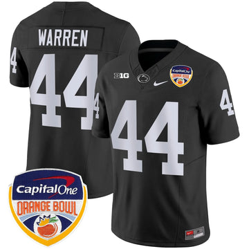 Personalized PSU Orange Bowl Patch Vapor Limited Jersey - Black / Tyler Warren Stitched