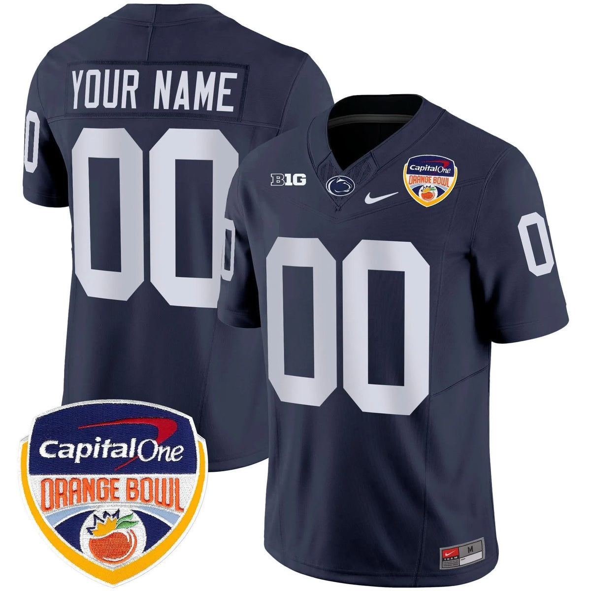 Personalized PSU Orange Bowl Patch Vapor Limited Custom Jersey - Navy Stitched