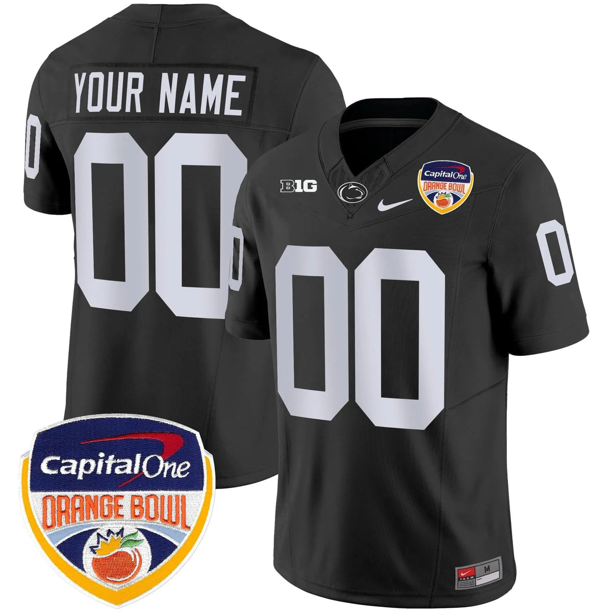 Personalized PSU Orange Bowl Patch Vapor Limited Custom Jersey - Black Stitched