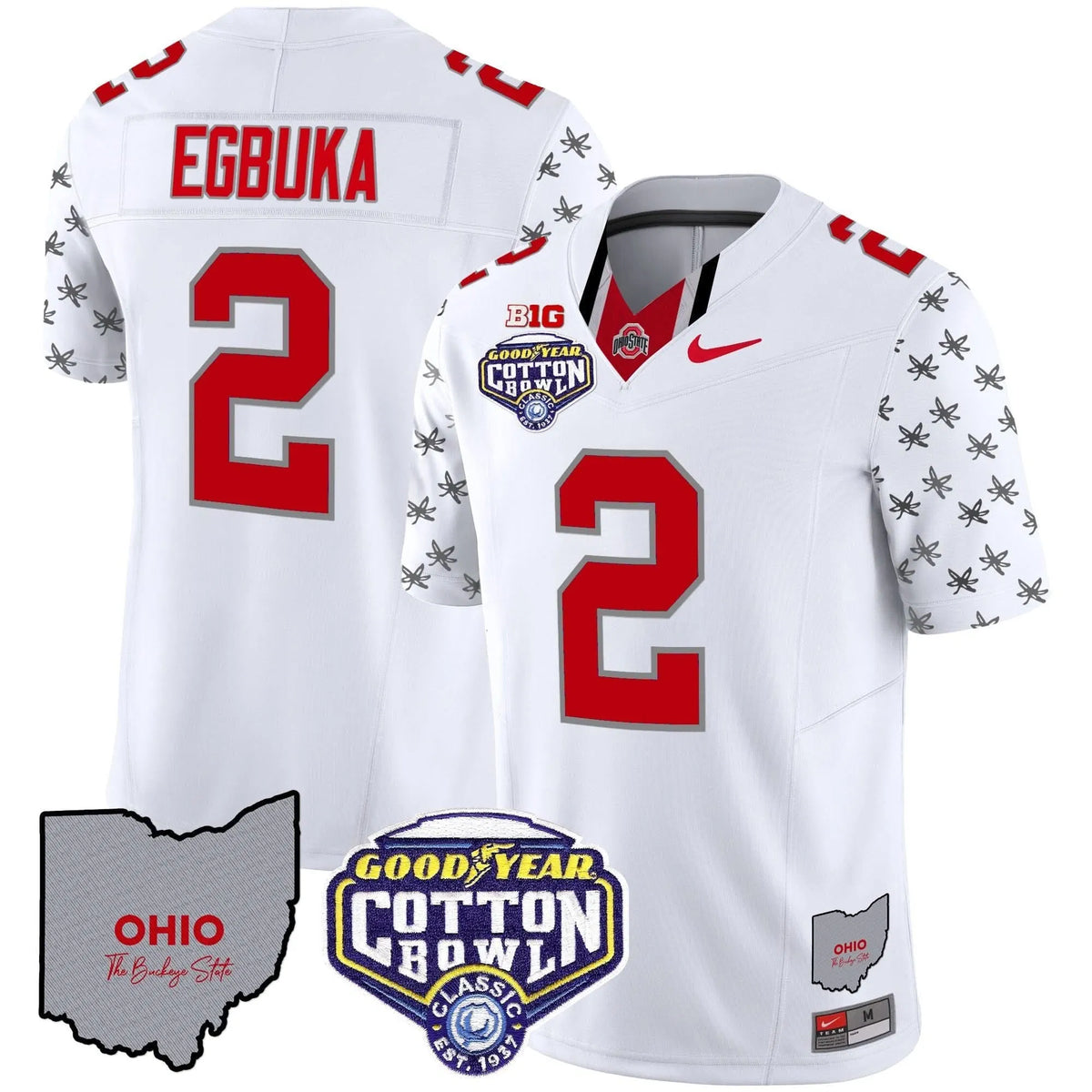 Personalized OSB Cotton Bowl Patch Vapor Limited Jersey - White Limited / Emeka Egbuka Stitched