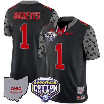 Personalized OSB Cotton Bowl Patch Vapor Limited Jersey - Black / #1 Buckeyes Stitched