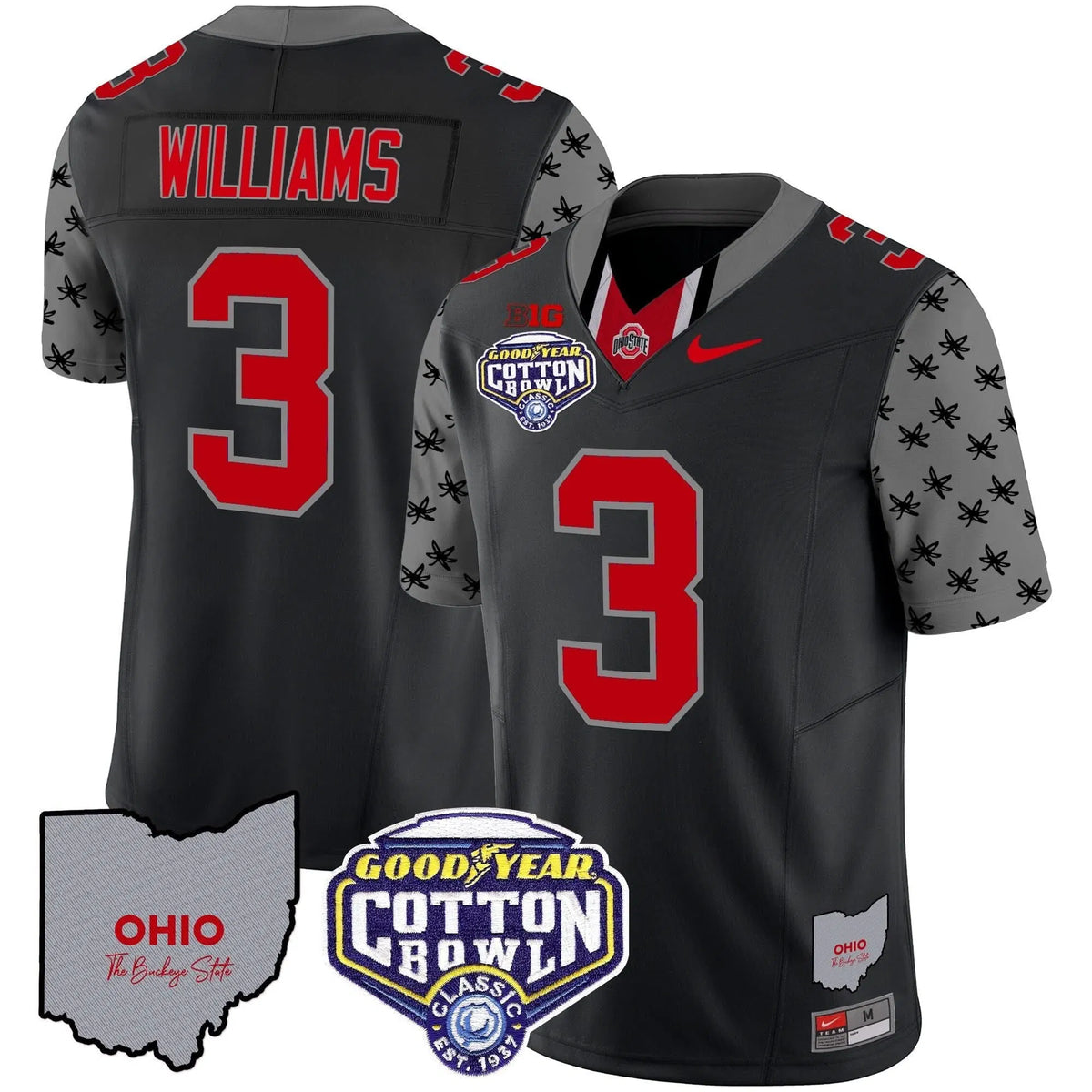 Personalized OSB Cotton Bowl Patch Vapor Limited Jersey - Black / Miyan Williams Stitched