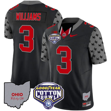 Personalized OSB Cotton Bowl Patch Vapor Limited Jersey - Black / Miyan Williams Stitched