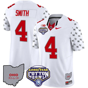 Personalized OSB Cotton Bowl Patch Vapor Limited Jersey - White Limited / Jeremiah Smith Stitched