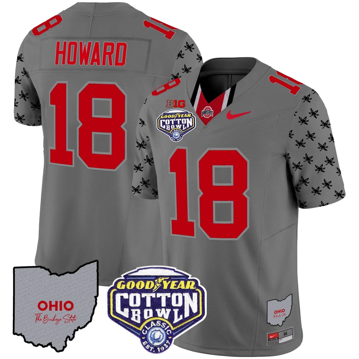 Personalized OSB Cotton Bowl Patch Vapor Limited Jersey - Gray / Will Howard Stitched