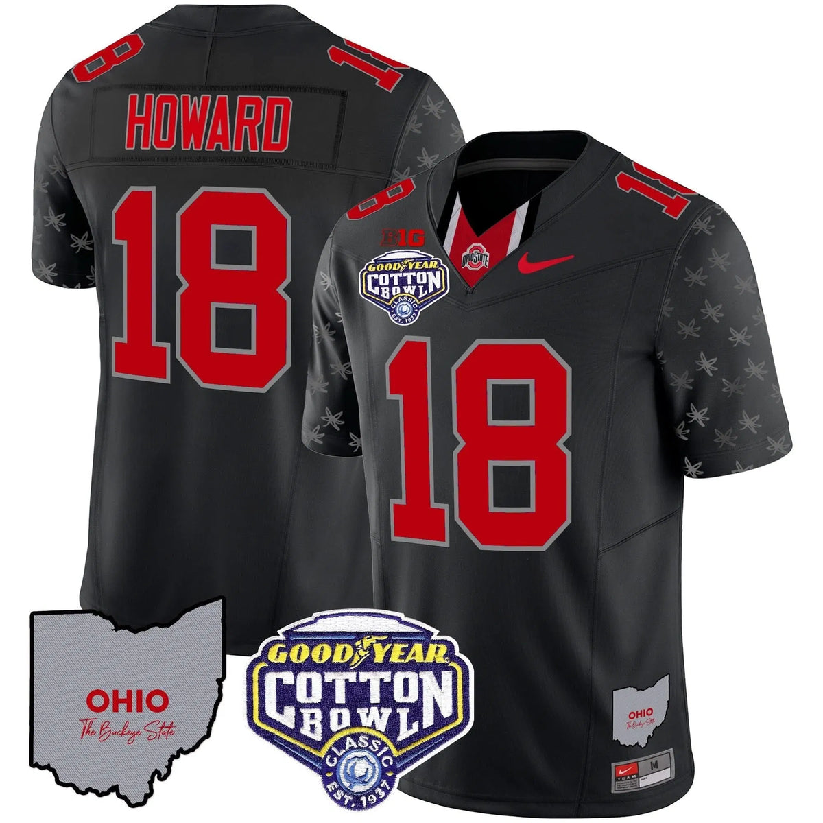 Personalized OSB Cotton Bowl Patch Vapor Limited Jersey - Black Limited / Will Howard Stitched